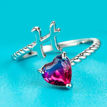 Новое модное кольцо с буквами серебристого цвета с градиентным турмалином Кольца с кристаллами для женщин Подарки для женской свадьбы Anillos