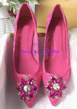 Новое поступление, кружевные женские туфли с украшением в виде кристаллов, пикантные женские туфли-лодочки на шпильке 6/9 см, модные свадебные туфли синего, бежевого, розово-красного цвета.