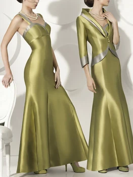 Новое Светло-Зеленое Платье из Двух частей С V-образным вырезом Длиной до пола 