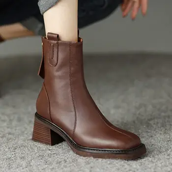 Новые женские осенне-зимние ботинки, высококачественная обувь, теплые женские ботильоны, Классические удобные женские ботинки, тренд 2023 A45