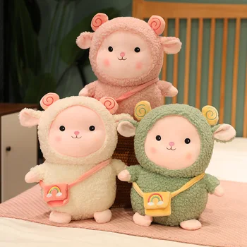 Новые кавайные плюшевые игрушки из альпаки Милые радужные куклы-овечки из Альпакассо с рюкзаком, мягкие подарки
