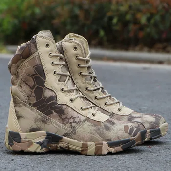 Новые мужские уличные камуфляжные ботинки спецназа с рисунком питона и имитацией змеиной кожи, военные ботинки, модная обувь
