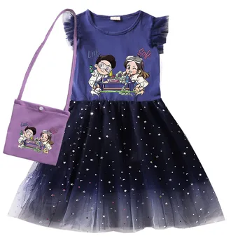 Новые платья для маленьких девочек, детская одежда, карнавальный костюм для косплея, День рождения, Рождественская вечеринка, платье принцессы + сумка