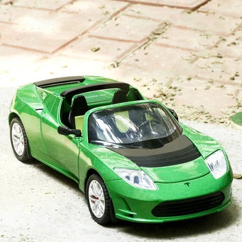 Новый 1:24 Tesla Roadster Суперкар Из Сплава Модель Автомобиля Игрушка Литья под давлением Звук и Свет Автомобиль Игрушка В Подарок Для Детей Украшение Автомобиля