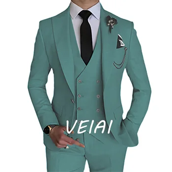 Новый Модный мужской бутик для отдыха, деловой Однотонный свадебный костюм, пальто, брюки, жилет, комплект из 3 предметов, платье, блейзеры, куртка, брюки