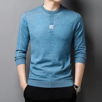 Новый мужской свитер, модный однотонный теплый свитер, деловой повседневный свитер с вырезом в виде сердца, пуловер для мужчин