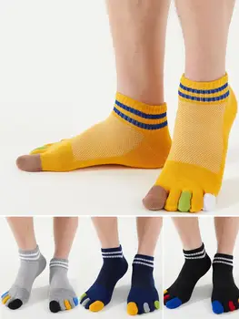 Носки-лодочки с пятью пальцами, мужские хлопковые летние тонкие неглубокие короткие носки без пятки, хлопковые сетчатые носки с пятью носками