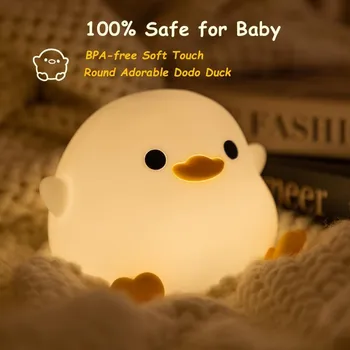 Ночник DoDo Duck, Милый Утенок, Силиконовый ночник для детской с регулируемой яркостью, Перезаряжаемая Светодиодная Прикроватная лампа, детские спальни, Гостиная