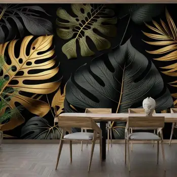 Обои на заказ любого размера Скандинавская ручная роспись тропических растений сусальное золото Фон спальни гостиной обои для украшения стен