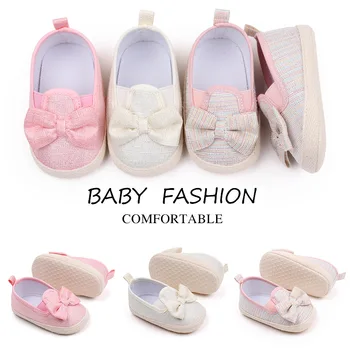 Обувь для малышей 0-18 м, обувь для новорожденных девочек, Милый бант, Мягкая подошва, детская обувь, Дышащая Противоскользящая детская обувь для девочек.