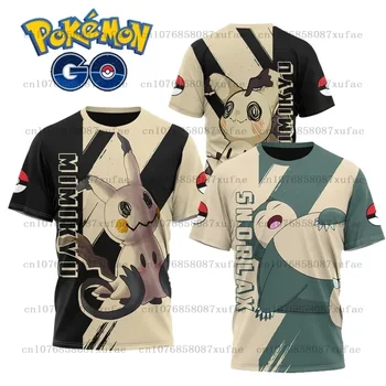 Одежда для мальчиков и девочек Pokemon Mimikyu, Модная Футболка Harajuku, Спортивная футболка Snorlax Для отдыха, Детская Футболка с короткими рукавами и Рисунком Пикачу