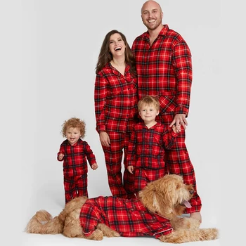 Одежда для семьи для мамы, папы, малышей и собак, рождественские семейные пижамы в клетку