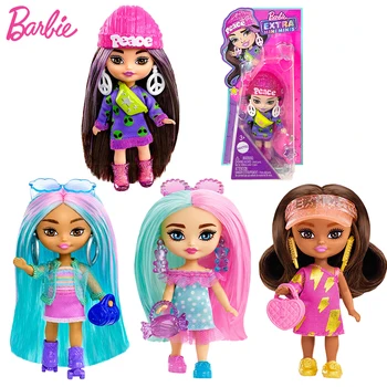 Оригинальная Кукла Barbie 3.25in Pocket Minis Серии Extra С Цветными Волосами И Большими Глазами, Модная Одежда 1/12, Игрушки Bjd для Девочек, Взаимодействие