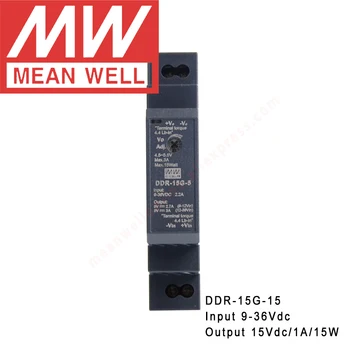 Оригинальный преобразователь постоянного тока типа Mean Well DDR-15G-15 на Din-рейке meanwell 15V/1A/15W в источник питания постоянного тока с входом 9-36Vdc
