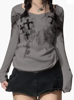 Осенне-зимняя горячая распродажа, модная женская футболка, Новая базовая рубашка с круглым вырезом и длинным рукавом