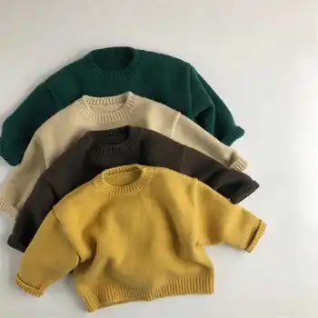 осенние свитера для мальчиков и девочек, зимние детские свитера, вязаный пуловер, повседневные детские топы с длинными рукавами, одежда для девочек 2-8 лет