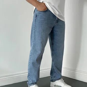 Осенняя мода KPOP Стиль Harajuku Облегающие брюки Свободные Универсальные Повседневные однотонные брюки Хлопковые карманы Прямые джинсы-цилиндры