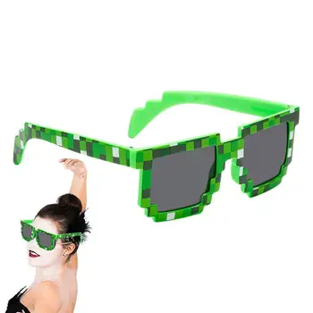 Очки Thug Life 8-битные пиксельные очки с мозаикой, пиксельные очки, пикселизированные тематические солнцезащитные очки для детей и взрослых, сувениры для вечеринки по случаю Дня рождения, неон