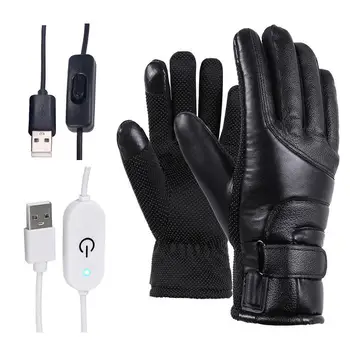 Перчатки с подогревом велосипедное снаряжение USB зарядка рыбалка Верховая Езда Лыжи Зимние Теплые перчатки с подогревом Для мужчин и женщин Ветрозащитные перчатки