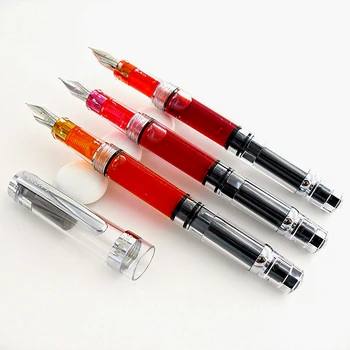 Перьевая ручка с поршневым наполнением YongSheng 698, высококачественные офисные ручки с чернилами из черно-белой и прозрачной смолы большой емкости