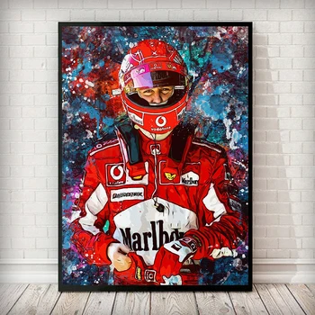 Плакат с принтом гоночного костюма Майкла Формулы-1, Современное Граффити, Шумахер, холст, живопись, ретро-настенные рисунки, Декор для клуба