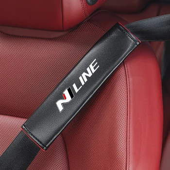 Плечевые накладки автомобильного ремня безопасности из натуральной кожи для Hyundai N LINE i30 i20 Tucson Kona Sonata Accent Elantra Автомобильные Аксессуары