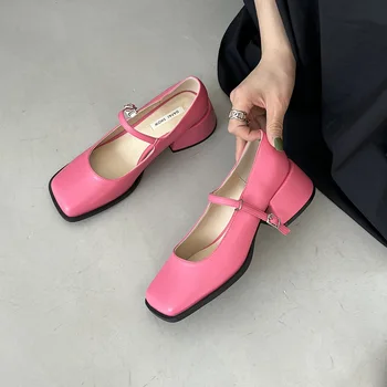 Повседневная женская обувь Оксфорды Modis, Женская обувь, сабо с квадратным носком, ретро-кожа на платформе, новое платье 2023 года, лианы на каблуках, досуг