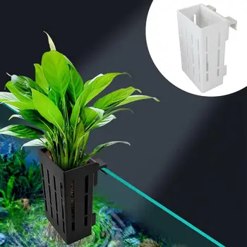Подвесной держатель для аквариумных растений Из черного пластика с подвесными крючками, чашка для посадки воды, украшения для акваскейпа