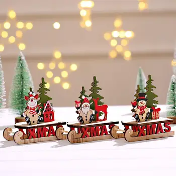 Поделки для праздника Уникальный дизайн, украшение для саней Санта-Клауса, Поделки из дерева, Рождественское украшение для столешницы, гладкий край, заусенец.