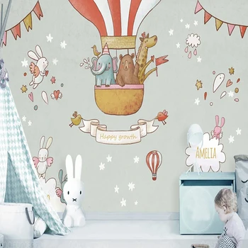 Пользовательские настенные обои в европейском стиле Мультяшный медведь на воздушном шаре Фон детской спальни наклейка на стену Водонепроницаемая художественная роспись