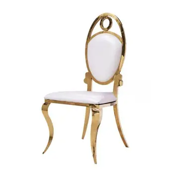 Прокат дизайнерских свадебных стульев с необычными бело-золотыми ножками из нержавеющей стали