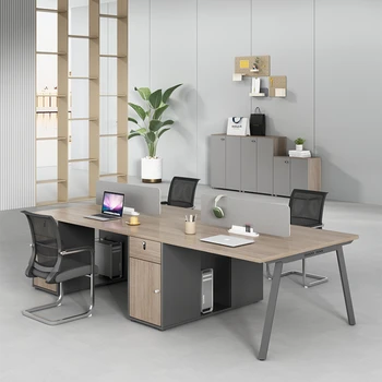 Простое сочетание стола и стула для персонала, современный письменный стол, 2/4/6 сотрудников, офисный стол.