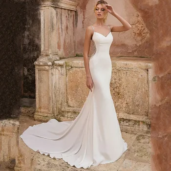 Простые кружевные аппликации, Сексуальные свадебные платья с V-образным вырезом и открытой спиной, сшитое на заказ кружевное свадебное платье 