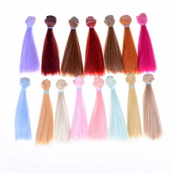 Разноцветные волосы куклы длиной 15 см, высокотемпературный материал, натуральный цвет, густые парики с прямыми волосами BJD, новейшие аксессуары для кукол