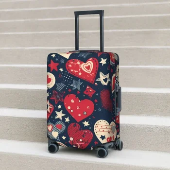 Разноцветные Милые сердечки, чехол для чемодана, Звездные полосы, Эластичная защита для путешествий, Принадлежности для багажа, Праздничные принадлежности