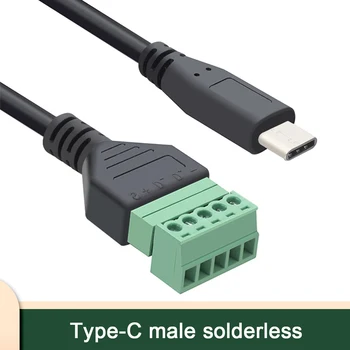 Разъем без припоя TYPE-C Передача данных Зарядка До 5P Зеленая проводка Штекерная клемма адаптер Переделка интерфейса своими руками
