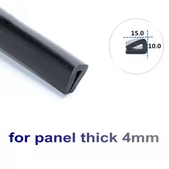 Резиновая уплотнительная U-образная прокладка 15x10x15 мм для стекла толщиной 3-4 мм, Металлическая автомобильная деревянная панель, ограждающий край доски, черный
