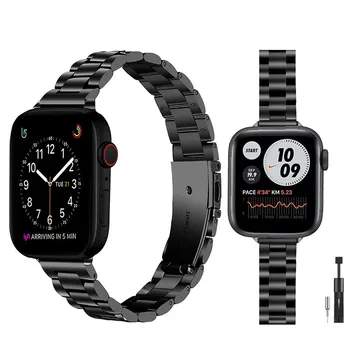 Ремешок из нержавеющей стали для Apple Watch 7 6 5 4 3 2 1 SE Спортивные часы Металлический браслет для Apple Watch Band 44 мм 42 мм 45 мм