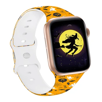 Ремешок на Хэллоуин Для Apple Watch Band 44мм 40мм 45мм 49мм 41мм 38мм 42мм силиконовый браслет iwatch series 9 7 se 3 5 4 6 8 ultra 2