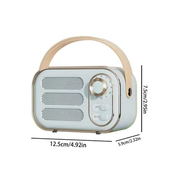 Ретро динамик со стереоэффектом 360 Мини-динамик Bluetooth Винтажное радио для домашнего декора Звуковая коробка для улицы белого цвета