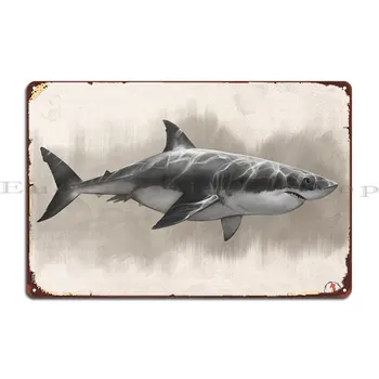 Рисунок Большой Белой акулы, Металлическая табличка, Украшение паба, Вывеска индивидуального дизайна, Жестяной плакат