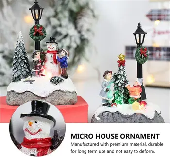 Рождественская елка светящийся орнамент Маленький домик из смолы Микро Пейзажное украшение из смолы Для маленького дома Рождественские подарки