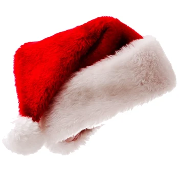 Рождественская шляпа Санта-Клауса, Рождественский костюм, Плюшевая толстая Рождественская шляпа для взрослых