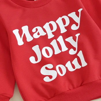Рождественские наряды для маленьких девочек и мальчиков, пуловер с длинными рукавами и графическим принтом, топ и брюки, комплект одежды для малышей