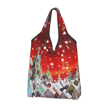 Рождественские сумки для покупок из продуктовых магазинов, милая сумка для покупок, большая вместительная переносная сумка со Снеговиком, Новогодняя сумка с гномом.