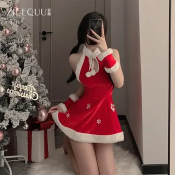Рождественский наряд бренда Ziqi, милое плюшевое сексуальное белье без спинки, бархатный тонкий женский форменный костюм 6112