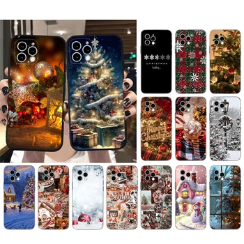 Рождественский чехол для телефона со снежной елкой для iphone 15 14 Pro Max 13 12 11 Pro Max XSMax XR 12 13 mini 14 Plus Shell