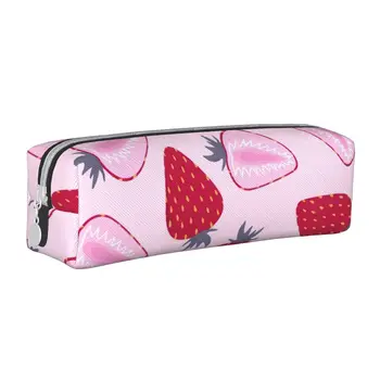 Розовый пенал для любителей клубники, Каваи, Милый фруктовый пенал, ручка, Большая сумка для хранения, Школьные принадлежности, Подарки, Канцелярские принадлежности