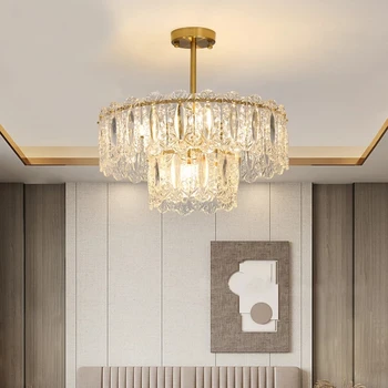 Роскошная хрустальная потолочная люстра, Ретро Французская Подвесная лампа для спальни, гостиной, ресторана, Аксессуары для украшения дома