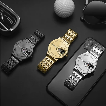 Роскошные мужские часы Золотые Мужские кварцевые наручные часы Классического бренда Gold Black Модные Новые Концептуальные часы с циферблатом Часы делового человека
